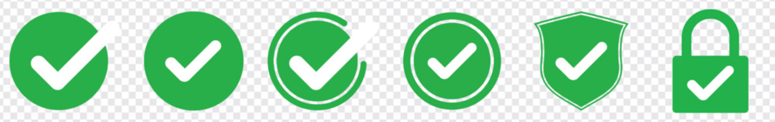 Green check mark icon. Check mark vector icon. Checkmark Illustration. Vector symbols set ,green checkmark isolated on white background. Correct vote choise isolated symbol. © Quirk Craft Studio