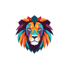 Creative colorful geometric lion illustration vector artwork for t shirt or digital logo. editable vector colorful lion artwork