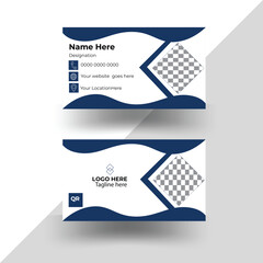 This is a corporate business card modern and simple creative and clean business card design .Stylish white and blue business card design. Business card design with mock up.