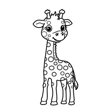 Giraffe hand draw outline for coloring pages or coloring book.