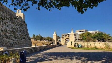Diu, Dadra and Nagar Haveli and Daman and Diu India - Feb 23 2024: Diu fort - Built in the 16th century by the Portuguese, this sandstone fort features a lighthouse and 3 churches.