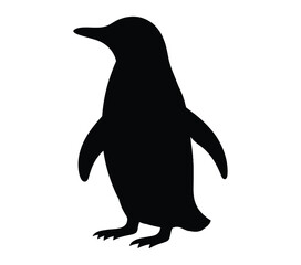 Black and White Adelie Penguin Silhouette. Vector Illustration.