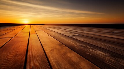 Majestic Sunset View Over Wooden Boardwalk with Serene Ocean Horizon