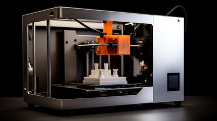 Advanced and futuristic 3d printer in medical field in hospital laboratory.