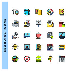 25 Branding Lineal Color icons pack. vector illustration.