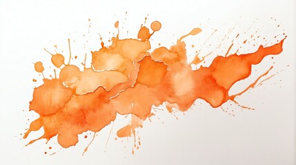 Orange texture watercolor paint stain on plain white background from Generative AI