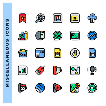 25 Social Media (Google) Lineal Color icons pack. vector illustration.