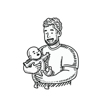 Father_with_baby_in_cartoon_doodle_style__Imag 