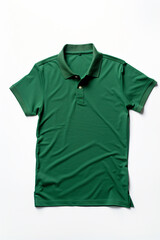 Green polo shirt white background top view generated AI