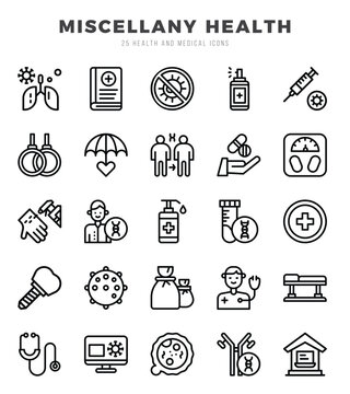 MISCELLANY HEALTH icon pack for your website. mobile. presentation. and logo design.