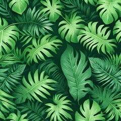 Fototapeta na wymiar seamless pattern with green leaves