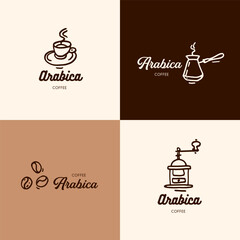 Retro vintage coffee logo design simple template banner set - 748529393