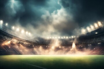 football stadium with smoke - obrazy, fototapety, plakaty