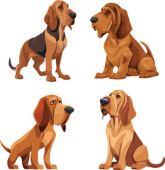 vector bloodhound dog cute - obrazy, fototapety, plakaty