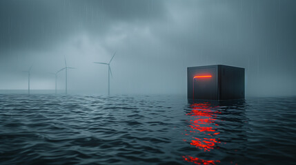 wind turbines and power supply on the sea