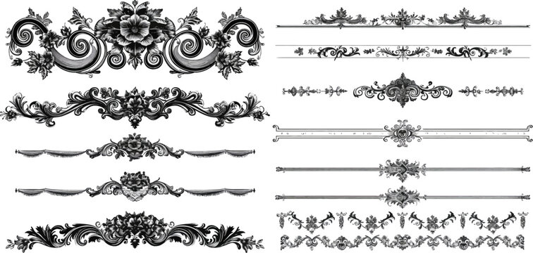 Vector set of decorative horizontal elements