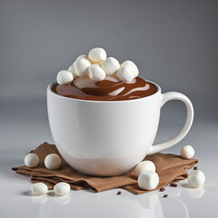 hot cocoa mug with marshmallows isolated on a transparent background