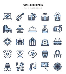 Collection of Wedding 25 Two Color Icons Pack.