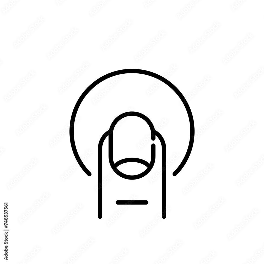 Wall mural finger pressing on button. fingerprint recognition technology. pixel perfect vector icon