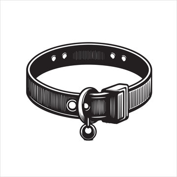 recommend clip art: Silhouette of a stylish pet collar isolated on white background