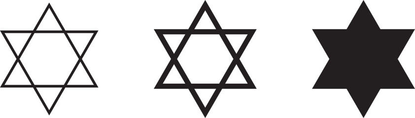 Judaism Sign, Icon. Six pointed stars collection. Vector Illustration - obrazy, fototapety, plakaty