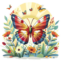  Colorful Butterfly Fluttering In A Sunlit, Isolated Transparent Background Images