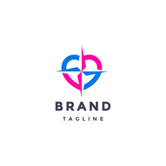 Fototapeta premium Simple Heart Guidance Compass Logo Design. Heart Symbol With Compass Icon In The Center Logo Design.