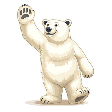 Bear Polar Bear High Five Cartoon, Isolated Transparent Background Images