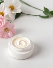 cosmetic cream with flower
