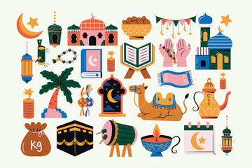icons set of ramadan islamic celebration