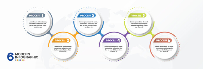 Basic circle infographic template with 6 steps, process or options, process chart, Used for process diagram, presentations, workflow layout, flow chart.