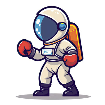  Astronaut Boxing Cartoon, Isolated Transparent Background Images