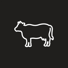 cow icon, farm animal line sign isolated on white background - editable stroke vector illustration eps10