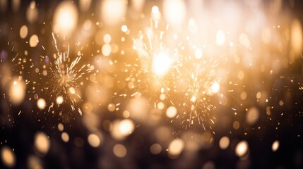 Captivating Golden Sparkles and Light Bokeh for Festive Background