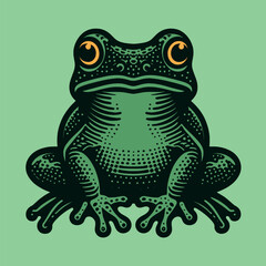 Frog. Vintage engraving illustration, logo, emblem. isolated object