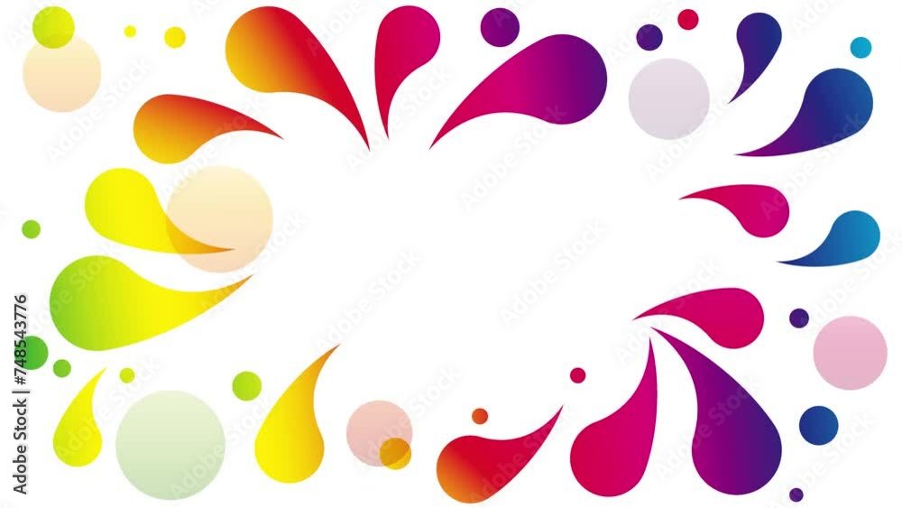 Wall mural animated color splash and bubbles in abstract shape