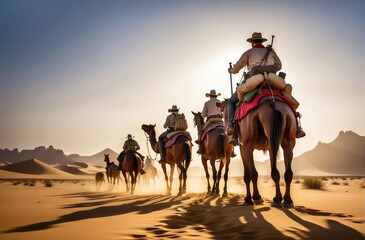Desert Expeditions, A Group of Travelers riding a camel through the desert	