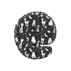 3D inflated balloon Internet/email Symbol/sign with black & white alpacca astronaut space pattern