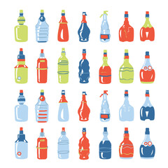 Plastic drinking water bottles Vector set