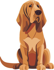 vector bloodhound dog csitting - obrazy, fototapety, plakaty