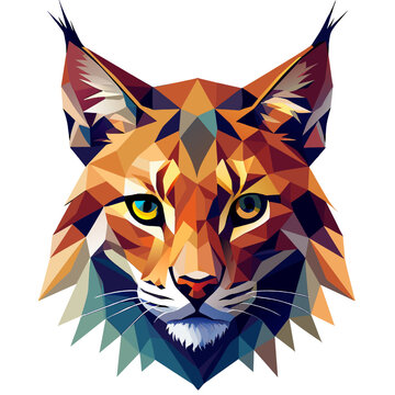 Vector illustration of a lynx head in polygonal style.