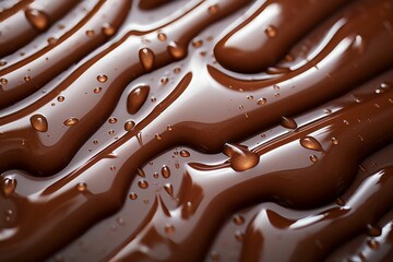 Melted chocolate with water drops. Generated with AI