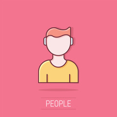 People communication icon in comic style. People cartoon vector illustration on isolated background. Partnership splash effect business concept.