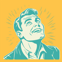 retro cartoon illustration of a happy smiling man - 748548318