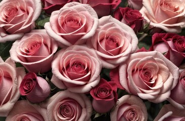 Background of red and pink roses.