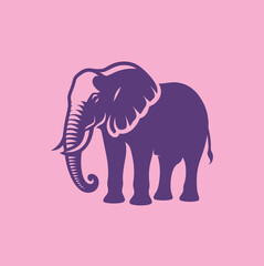 Pink elephant. Simple modern flat logo, icon.