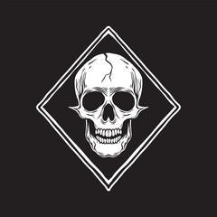 Skull art black and white hand drawn illustrations vector
