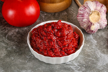 Natural organic red tomato paste