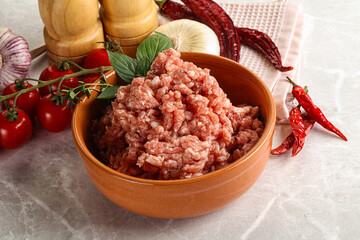 Raw minced pork uncooked meat