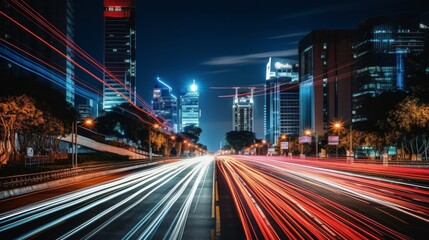 Fototapeta na wymiar Illuminated highway in urban night